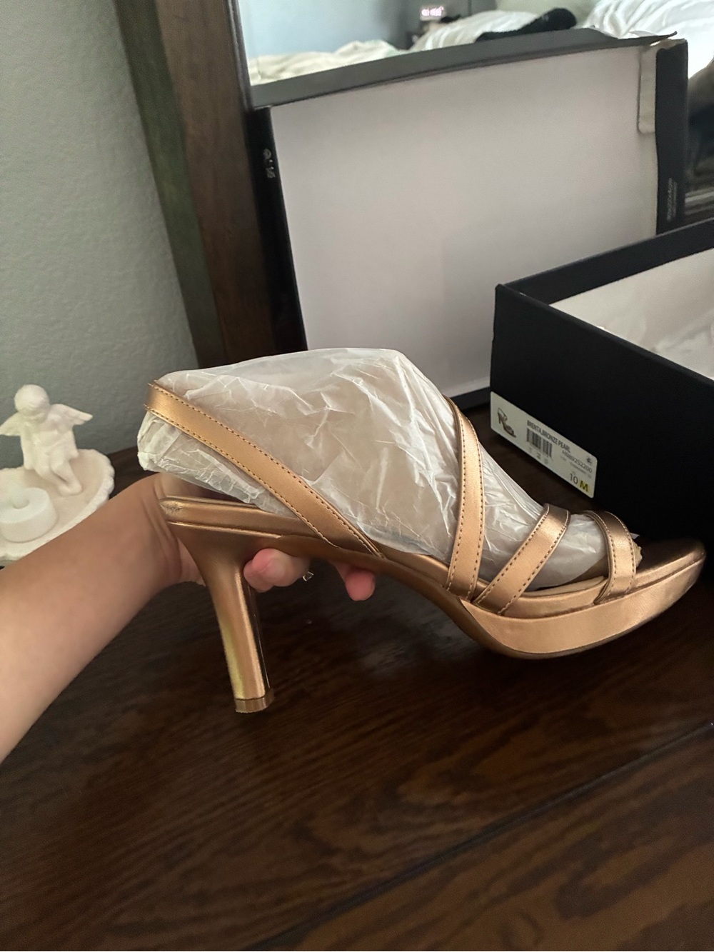 Naturalizer Metallic Rose Gold Strappy Heeled Sandals